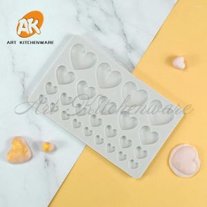 Moldes de cozimento Dia dos Namorados Amor Coração Forma Diy Molde de Chocolate Fondant Bolo Molde de Silicone Ferramentas de Decoração de Cozinha Bakeware