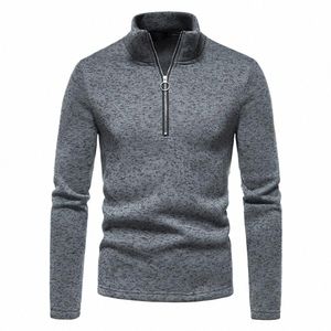 Ciepły zamek błyskawiczny kurtka zimowa stała kolor bluzy o wysokim kołnierzu pullover męskie skoczki na gość turtlerek dzianin S-2xl B9NB#