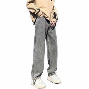 5 Colors Men's Extend Straight Jeans Spring New Vintage Casual Baggy Jeans Korean Youth Trousers Classic Wide Leg Denim Pants h6qF#