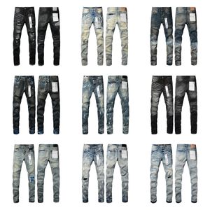 Modedesigner-Jeans, lila Jeans, Herren, Damen, lila, Markenjeans-Trends, Distressed Slim Fit, Motorrad-Mann-Stapeljeans, Baggy-Jeans, Loch, blaue Jeans, Herren