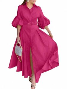 vonda Elegant Maxi Dr 2024 Women Fi Lantern Sleeve Butts Big Swing Party Shirt Sundr Повседневная однотонная одежда Sundr Robe D3mk #