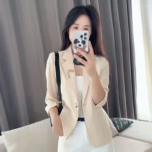 Women's Suits White Suit Jacket In Spring And Summer Feminine Casual Thin Slim Sleeve Short Top