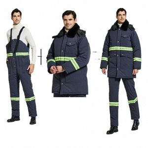 Winter Warme Sicherheitskleidung Hi Vis Pelzkragen Arbeiter Uniform Autowerkstatt Arbeitsoverall Mechaniker Mechaniker Jacke Latzhose E919#