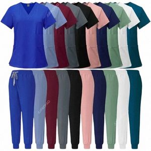 Slim Fit Scrubs Mundur Women Scrub Zestawy pielęgniarskie Acriories Chirurgia szpitalna suknie w klinice dentystycznej Sal odzież robocza y0gr#