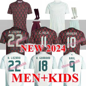 المكسيك 2024 COPA America Soccer Courseys Chicharito 24 25 National Football Shirt Men Kids Kit Home Away Camisetas Copa America Maillot Mexique Gimenez Lozano