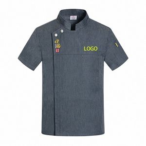 Jaqueta masculina de chef, uniforme de cozinha, restaurante, cozinha, café, padaria, roupas de trabalho, verão, camisa de cozinheiro n0u9 #