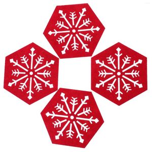 Yastık 4 PCS Noel Altıgen Kar Tanesi Placemat Dekor Ofis Placemats Bezi