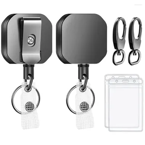 Kitchen Storage 2 Pack Heavy Duty Metal Retractable Badge Holders Carabiner Reels Clip Key Ring ID Card Holder ( Gray)