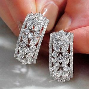 Ins Choucong Brand Stud Earrings Vintage Jewelry 925 Sterling Silver Marquise Cut White Topaz CZ Diamond Hollow Party Women Wedding Earring For Mother Day Gift