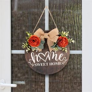 Decorative Flowers Round Hangings Door Wreath Elegant Welcome Sign Spring Ornament For Holiday Window Practical Front Porch