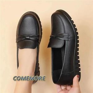 Casual Shoes Spring Women Low Top Round Head Loafers Waterproof Soft Leather Solid Color Versatile Zapatos Mujer