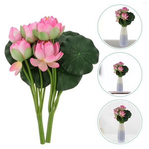 装飾花2 PCS人工植物シミュレーションロータス装飾フラワーブランチピンクの生涯の花嫁介添人