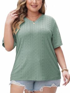 plus Size Summer Loose T-Shirts Tops Women Irregular Pleated Fi Hollow Out Ladies Blouses Casual Loose Woman T-Shirts i6CO#