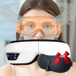 6D Smart Airbag Vibration Eye Massager Care Instrumen uppvärmning Bluetooth Musik lindrar trötthet och mörka cirklar sömnmask 240318