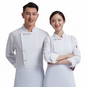 food Service Lg Sleeve Chef Jacket Profial Kitchen Uniform Restaurant Hotel White Black Cook Coat Bakery Waiter Overalls A5Ux#