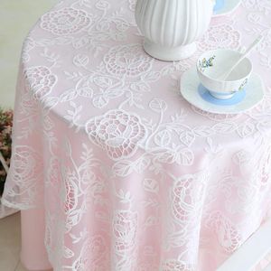 Toalha de mesa renda branca e fundo rosa toalha de mesa quadrada redonda para casamento decoração de jardim atacado FG611