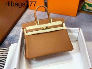 Bag Designer Leather Bk Handbag Half Sewing Honey Wax Thread 25epsom All Steel Plating Gold Hardware 30 Portable Women's Head