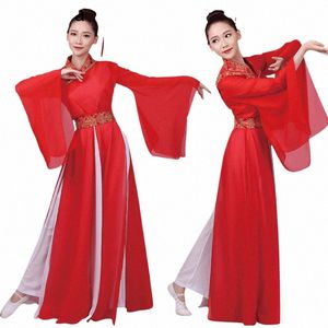 Классический этнический китайский стиль танцевальная одежда женский новый костюм Хань Фу китайская одежда g04V #