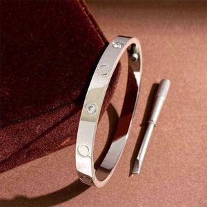 Bracelet Bangle Women Men 4CZ Titanium Steel Bracelets For Lover Gold Silver Rose Fashion Bracelet Jewelry with velvet bag174g