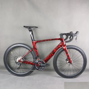 Fahrräder Fl Den Scheibenbremse Rennrad Komplettrad Tt-X36 Tegra R8020 Hydraic Groupset Carbon Laufradsatz Red Water Ripple Drop Delivery Sports O Dhjgl