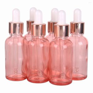 Butelki do przechowywania 6PC/partia 5 ml 10 ml 15 ml 20 ml 30 ml 50 ml 100 ml szklanego kropla z pipetami do olejków eterycznych Perfumy