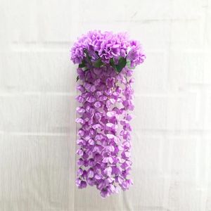 Dekorative Blumen, Blumen-Hängegirlande, künstliche Wand, Glyzinienkorb, Violett, Heimdekoration, Weiß, Großpackung