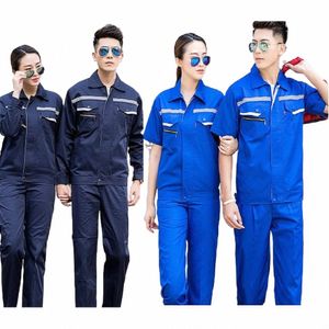 Summer Worker Clothing for Men Workshop Coverall Thin Breathable Railway CStructi Engineer Reflective Wear Resistent Uniform B6BX#
