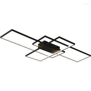 Taklampor Rektangulär LED för vardagsrum Black White Dimble Lamp Remote Control Foyer Kitchen Flush Lighting