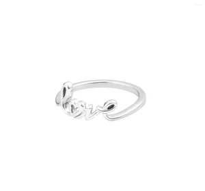 Cluster Ringe Echtes 925 Sterling Silber Handschrift Liebe Ring Hochzeit Verlobung Finger Für Frauen Original Schmuck Anillos Mujer