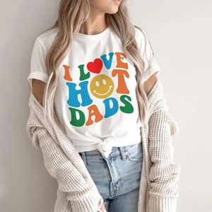 Jag älskar pappas tshirt för kvinnor färgglad rolig present grafisk trendande pappa kort ärm topp tees o nacke 100%bomull 240329