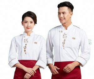 M-4XL Men Food Service Hotel Waiter Bakery Restaurant Women Chef Cook Uniform LG Sleeve Single Breasted Breatble Work Jacket L4AH#