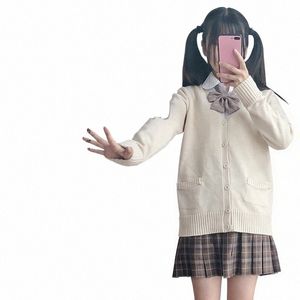 Japan School Sweater Spring och Autumn 100% V-Neck Cott Sticke Tweater JK Uniforals Cardigan Multicolor Girls Student E93W#
