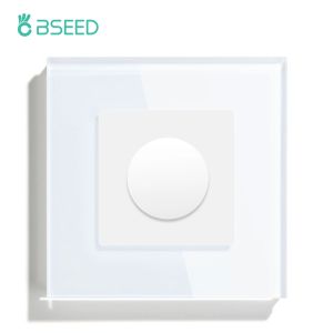 Kontroll BSEED EU Standard Dimmer Light Switch Push -knapp Rotary Dimning Glass Mekanisk LED Dimbar väggmonterade switchar