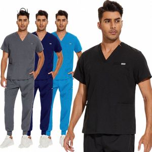 Uniforme de enfermeira de alta qualidade Unissex Uniforme de enfermeira Terno de enfermeira Pet Beauty Shop Conjuntos médicos Uniformes de spa Mulheres Conjuntos de esfoliação Desgaste de trabalho N44M #