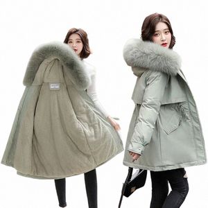 2023 New Winter Jacket Women Parka Fi Lg Coat Wool Liner Hooded Parkas Slim with Fur Collar Warm Snow Wear Padded Clothes K4RQ#