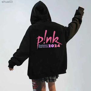 Męskie bluzy bluzy Summer Carnival P! NK Music Singer Tour 2024 Hot Clip Sainie Hoodie Sweter Y2K Coat Diftl2403