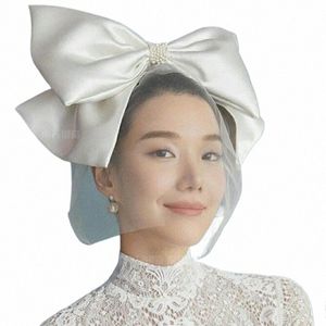 stile coreano velo da sposa corto in tulle copertura viso velo da sposa fiocco velo da sposa accessori da sposa I1qb #