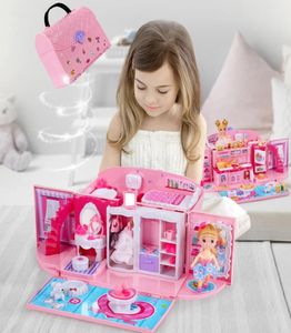 Novas meninas diy casa de boneca bolsa móveis acessórios em miniatura bonito casa de bonecas presente aniversário brinquedos para crianças 1359864