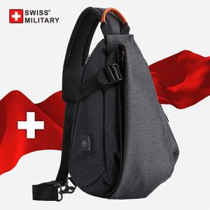 Swiss Military Men Multifunktionell vattentät anti -stöld stor kapacitet 9,7 iPad Sling Bag Fashion Crossbody Väskor