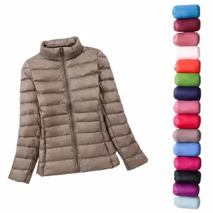 Plus Size sottile leggero piumino da donna 2023 autunno inverno sottile colletto alla coreana caldo piumino d'anatra bianco cappotto tuta sportiva delle donne I5f3 #