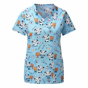 Phcist tandläkare Veterinary Nurse New Tops Fi Slim Beauty Scrub Clothes Spa Sjuksköterska Animal Tryck Medicinsk medicinsk enhet L8DZ#