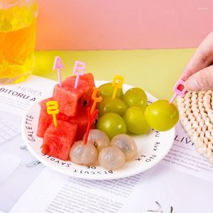 Disposable Flatware Bento Vegetable Crockery Cute Mini Toddler Children Fruit Forks Toothpicks Kids Food Picks Cartoon Alphabet