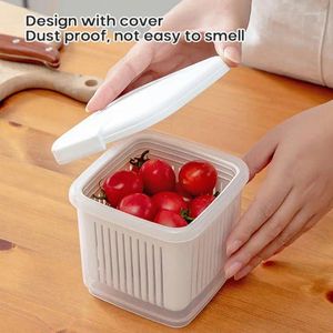 Bottiglie di stoccaggio Mini frigorifero a due strati Organizzatore Sigillato Cipolla Frutta Scatola di scarico per alimenti Contenitore Gadget Setaccio interno Scatole separabili