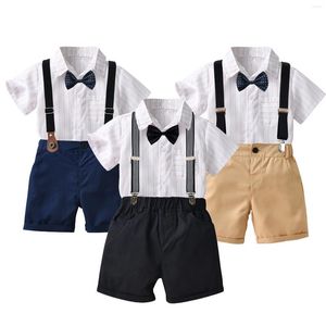 Conjuntos de roupas 1-6 anos meninos ternos curtos formais sprited gola virada shorts de algodão