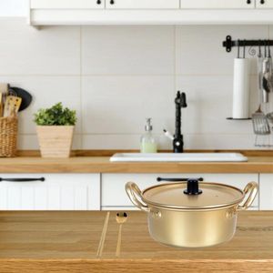 Double Boilers Korean Ramen Pot Noodle With Lid Cooking Set Binaural Stockpot Yellow Aluminum Instant