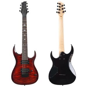Guitar 7 String Electric Guitar Solid okoume Wood Body High Grade Flame Maple Top Orange Green & Purple Color