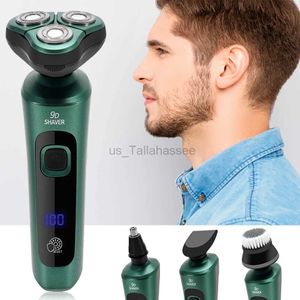 Barbeadores Elétricos 4 em 1 Barbeador Elétrico Corpo Lavável Recarregável Aparador de Barba Elétrico Máquina de Barbear para Homens Barba Navalha Carregamento Rápido 240329