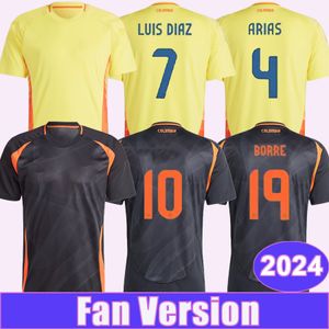 2024 Kolombiya Luis Diaz Futbol Formaları James Castano Carrascal Mosquera Arias Away Away Away Mavi Mens Futbol Gömlekleri Kısa Kol Üniformaları