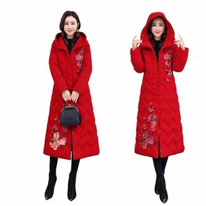 2023 Herbst Winter Femme Top Down Cott Jacke Frauen Koreanische Kapuze LG Warme Gepolsterte Mantel Stickerei Weibliche Mantel H1848 z7jl #