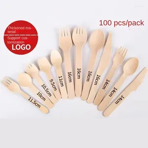 Spoons 100Pcs Grade Disposable Wooden Spoon Mini Ice Cream Party Tableware Kitchen Natural Wood Western Dessert Scoop Wedding Tiny